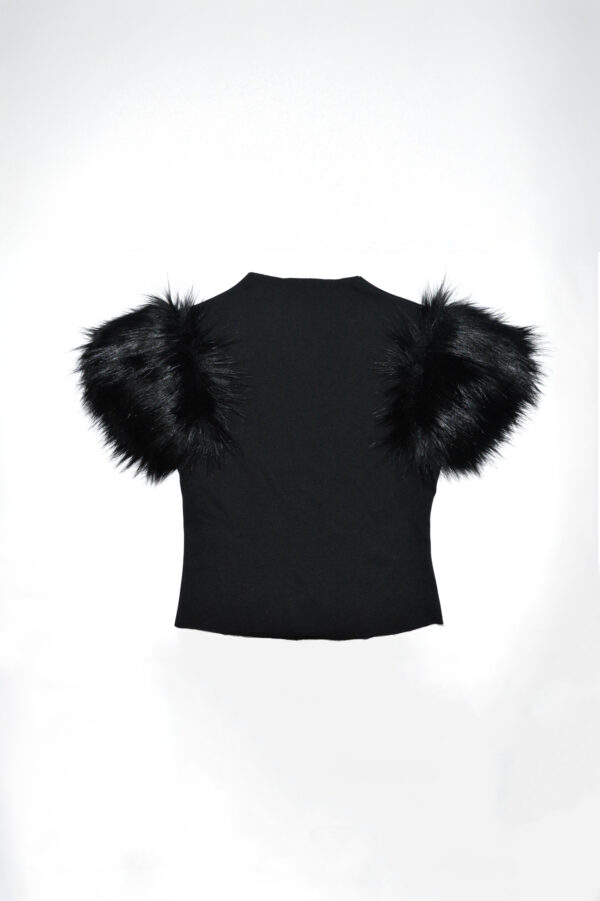 "Woman As Animal" Faux Fur Wings Top (Notte)